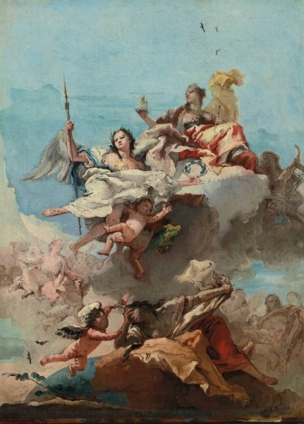 Triumph Of Virtue by Giovanni Domenico Tiepolo - Hand-Painted Oil Painting Reproduction