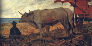 Il Carro Rosso also known as Il Riposo by Giovanni Fattori Oil Painting