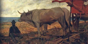 Il Carro Rosso also known as Il Riposo by Giovanni Fattori Oil Painting