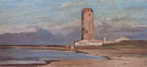 La Torre Rossa also known as La Torre del Marzocco by Giovanni Fattori Oil Painting