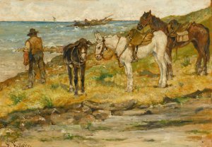 Paesaggio Con Cavalli  Oil painting by Giovanni Fattori