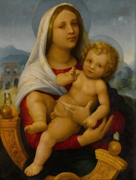 Main Product Photo of Madonna and Child in a Landscape Painting by Giovanni Francesco Caroto