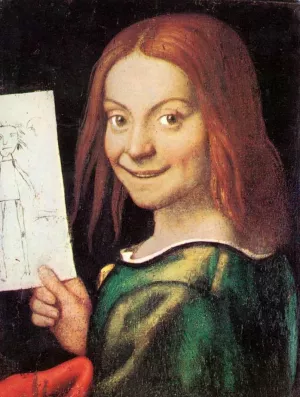 Read-Headed Youth Holding a Drawing by Giovanni Francesco Caroto - Oil Painting Reproduction