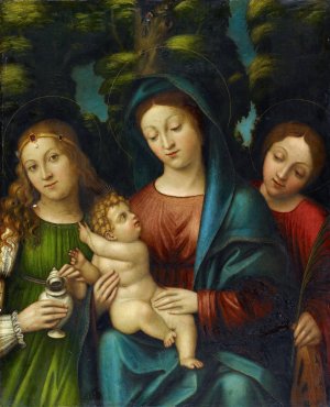 The Virgin With Child And The Saints Magdalene And Catherine by Giovanni Francesco Caroto Oil Painting
