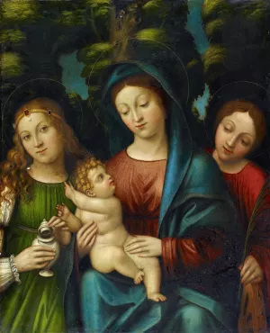 The Virgin With Child And The Saints Magdalene And Catherine by Giovanni Francesco Caroto Oil Painting