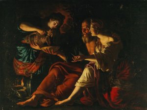Lot and his Daughters by Giovanni Francesco Guerrieri Oil Painting