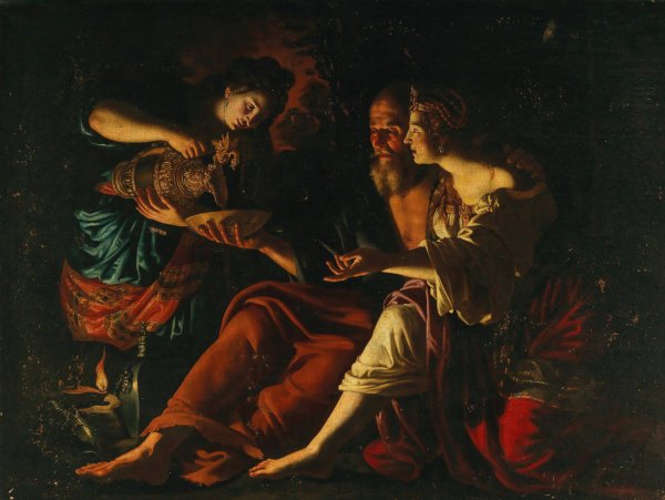 Lot and his Daughters by Giovanni Francesco Guerrieri - Hand-Painted Oil Painting Reproduction