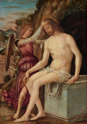 The Resurrected Christ With An Angel by Giovanni Francesco Maineri Oil Painting