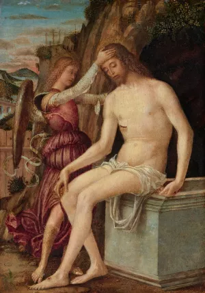 The Resurrected Christ With An Angel by Giovanni Francesco Maineri Oil Painting