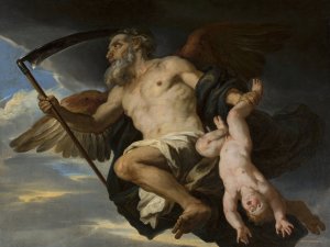 Chronos by Giovanni Francesco Romanelli Oil Painting