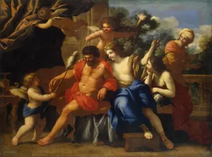 Hercules and Omphale by Giovanni Francesco Romanelli - Oil Painting Reproduction