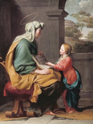 The Education of the Virgin Mary by Giovanni Francesco Romanelli Oil Painting