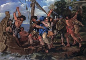 The Elena kidnapping by Giovanni Francesco Romanelli Oil Painting