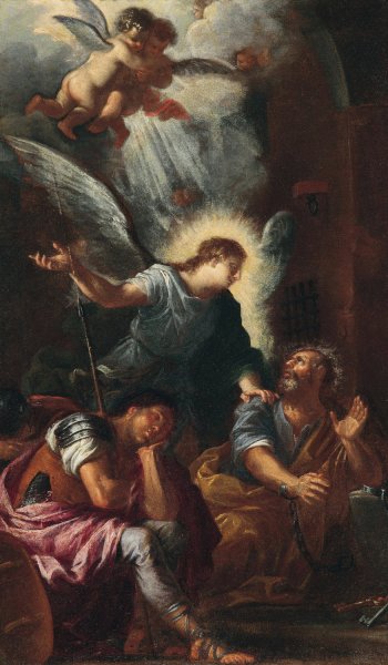 Main Product Photo of Bozzetto fur Sta Maria della Vittoria Milano 2 Befreiung des hl Petrus Painting by Giovanni Ghisolfi