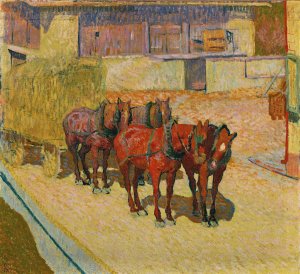 Cavalli al Sole by Giovanni Giacometti Oil Painting