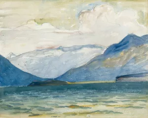 View From Plaun Da Lej Towards Chaste Peninsula by Giovanni Giacometti Oil Painting