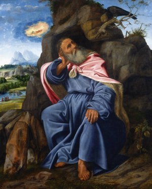 Elijah Fed by the Raven by Giovanni Girolamo Savoldo Oil Painting