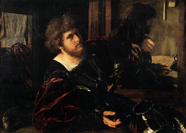 Portrait of a Man in Armour known as Gaston de Foix} by Giovanni Girolamo Savoldo - Hand-Painted Oil Painting Reproduction