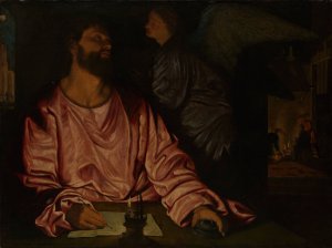 Saint Matthew and the Angel by Giovanni Girolamo Savoldo Oil Painting