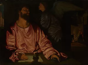 Saint Matthew and the Angel by Giovanni Girolamo Savoldo Oil Painting