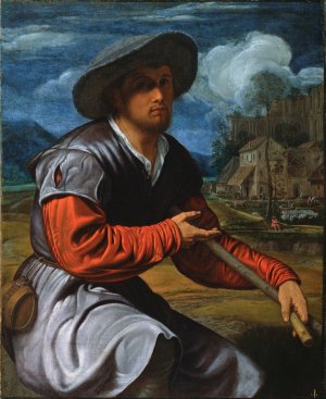 Shepherd with a Flute by Giovanni Girolamo Savoldo Oil Painting