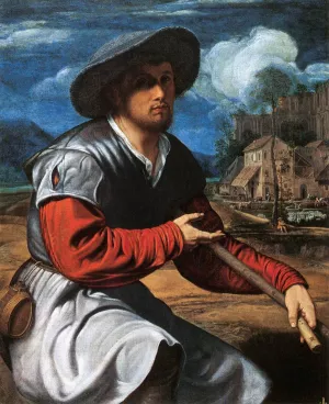 Shepherd with a Flute by Giovanni Girolamo Savoldo Oil Painting