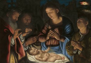 The Adoration of the Shepherds by Giovanni Girolamo Savoldo Oil Painting
