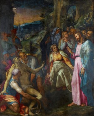 Raising Of Lazarus Oil painting by Giovanni Girolma Muziano