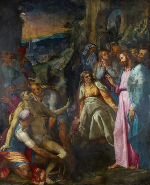 Raising Of Lazarus by Giovanni Girolma Muziano Oil Painting