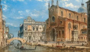 A view of San Zanipolo with the Colleoni equestrian Oil painting by Giovanni Grubacs