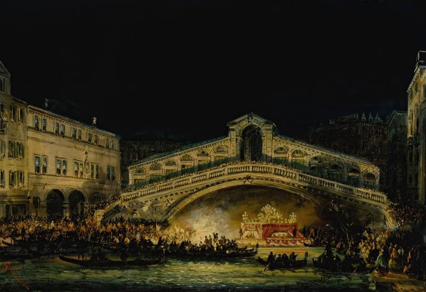 Main Product Photo of Nocturnal Venetian scene on the Feast of the Redentore Painting by Giovanni Grubacs