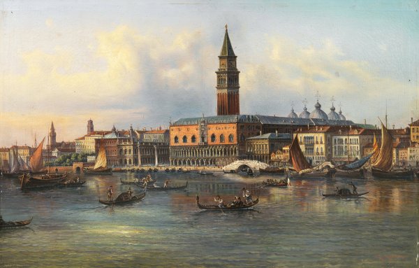 Palazzo Ducale  by Giovanni Grubacs - Hand-Painted Oil Painting Reproduction