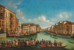 Ragatta on the Canal Grande, Venice by Giovanni Grubacs Oil Painting