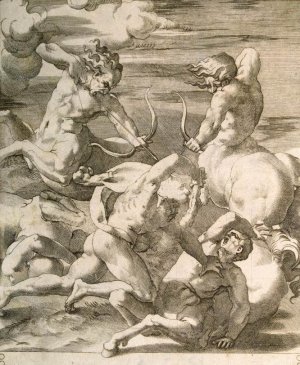 Battle Between Hercules and Centaurs Oil painting by Giovanni Jacopo Caraglio