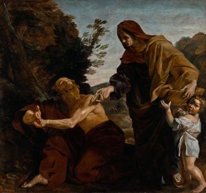 Elijah Receiving Bread from the Widow of Zarephath by Giovanni Lanfranco Oil Painting