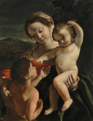 Madonna and Child with the Infant Saint John the Baptist by Giovanni Lanfranco Oil Painting
