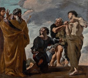 Moses and the Messengers from Canaan by Giovanni Lanfranco Oil Painting