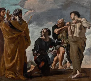 Moses and the Messengers from Canaan by Giovanni Lanfranco Oil Painting