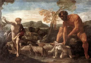 Norandino and Lucina Discovered by the Ogre Oil painting by Giovanni Lanfranco