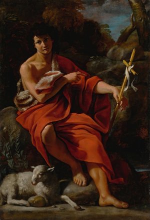 Saint John the Baptist in the wilderness by Giovanni Lanfranco Oil Painting