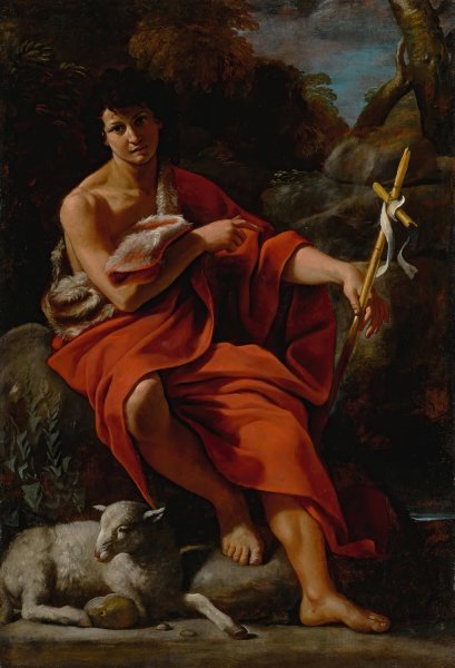 Saint John the Baptist in the wilderness by Giovanni Lanfranco - Hand-Painted Oil Painting Reproduction