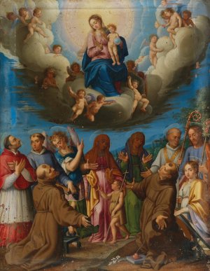 Madonna in Glory with Saints by Giovanni Losardi Oil Painting