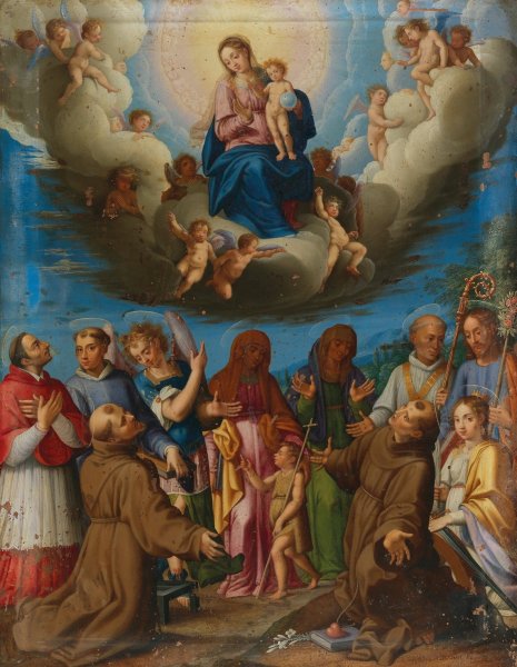Madonna in Glory with Saints by Giovanni Losardi - Hand-Painted Oil Painting Reproduction