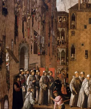 Miracle of the Relic of the Holy Cross in Campo San Lio Detail by Giovanni Mansueti - Oil Painting Reproduction