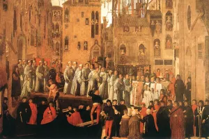 Miracle of the Relic of the Holy Cross in Campo San Lio by Giovanni Mansueti - Oil Painting Reproduction