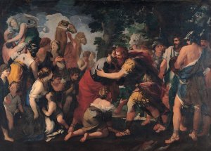Meeting between Esau and Jacob by Giovanni Maria Bottala Oil Painting