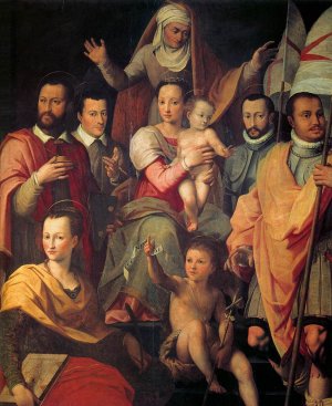 Virgin and Child with St Anne and Members of the Medici Family as Saints by Giovanni Maria Butteri Oil Painting
