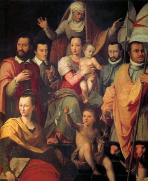 Virgin and Child with St Anne and Members of the Medici Family as Saints Oil painting by Giovanni Maria Butteri