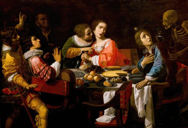 Death Comes to the Banquet Table  by Giovanni Martinelli - Hand-Painted Oil Painting Reproduction