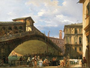 Venice, the Rialto Bridge by Giovanni Migliara Oil Painting